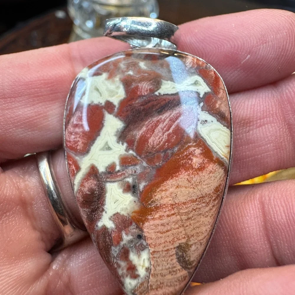 Red Jasper Gemstone Pendant 2.1" - Picture 2 of 4